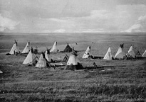 Ein Lager aus Zelten